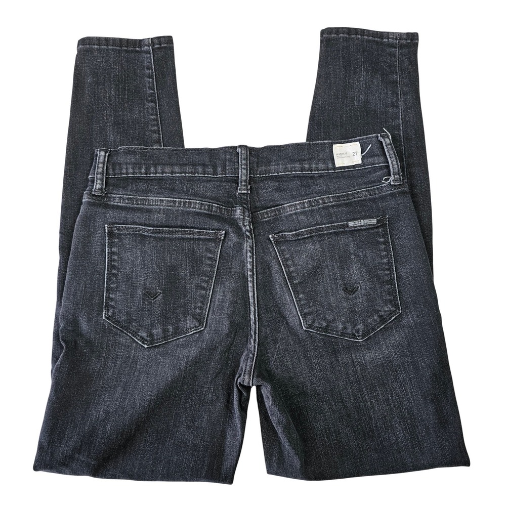 Hudson Natalie Midrise Super Skinny Ankle Jeans Distressed Stretch Black 27‎